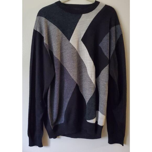 Vintage Protege Collection Geometric Sweater XL Mens Black & Gray - Picture 4 of 10